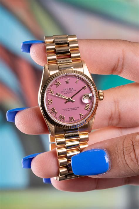 blue and pink rolex|Rolex pink face.